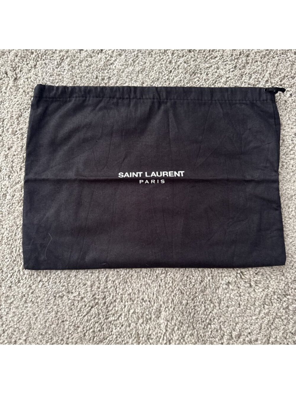 Saint Laurent Black Fabric Dust Bag Pouch with White Logo 13X9